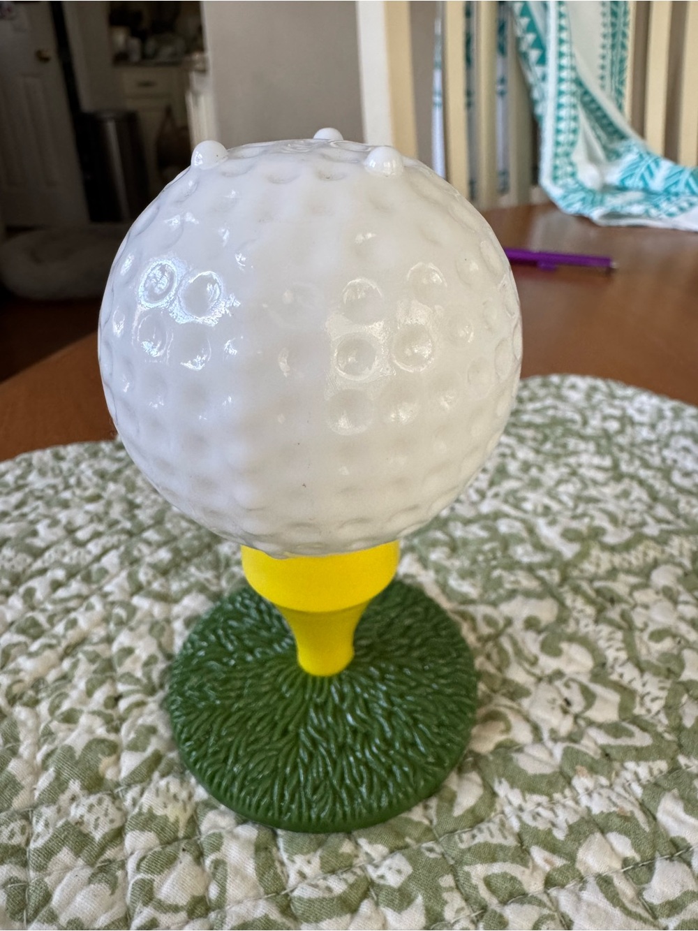 Vintage Avon White Golf Ball Aftershave Bottle with Yellow Cap